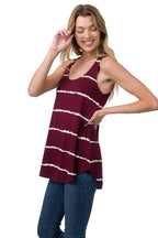 Flowy Tank - Striped (Burgundy/Ivory)