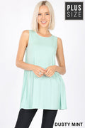 Sleeveless Tunic with Pockets (Dusty Mint)