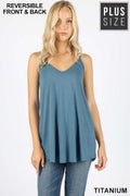 Reversible Spaghetti Strap Tank - Titanium