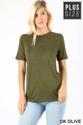 Swoop Neck with Straight Hem (Dark Olive)