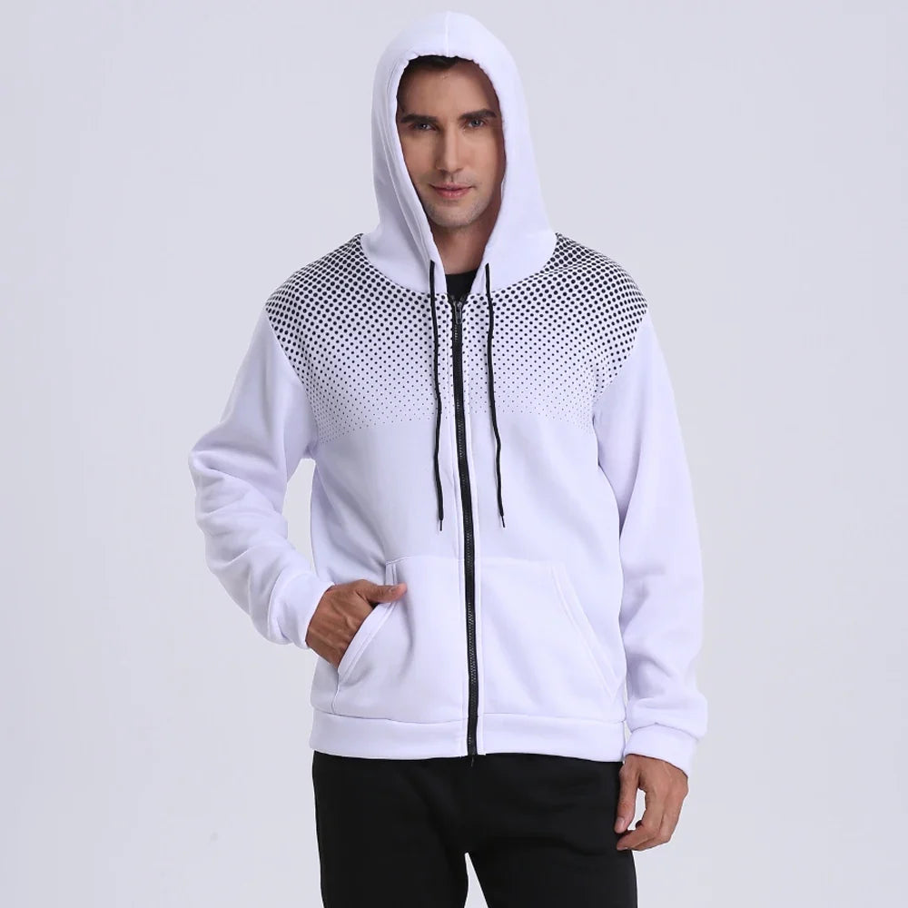 Polka Dot Pocket Zip Hoodie