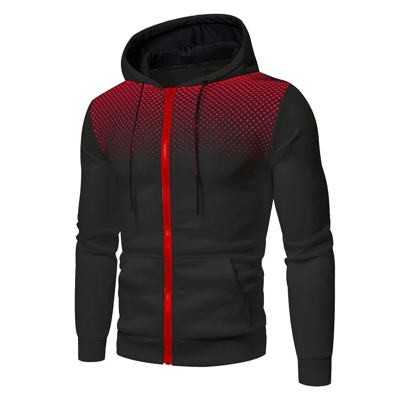 Polka Dot Pocket Zip Hoodie
