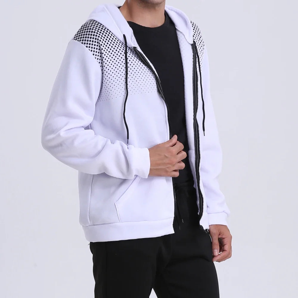 Polka Dot Pocket Zip Hoodie