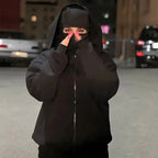 Men's Balaclava Zip Hoodie, Winter Warm Face Mask Hooded Jacket