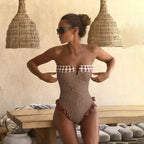 Bandage One Piece Swimsuit Women Swimwear Ruffle Bodysuit Monokini Print Swim Suit Bathing Suit Beachwear
