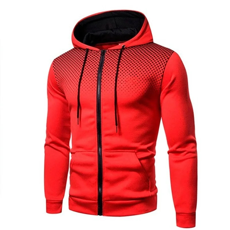 Polka Dot Pocket Zip Hoodie