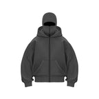 Men's Balaclava Zip Hoodie, Winter Warm Face Mask Hooded Jacket