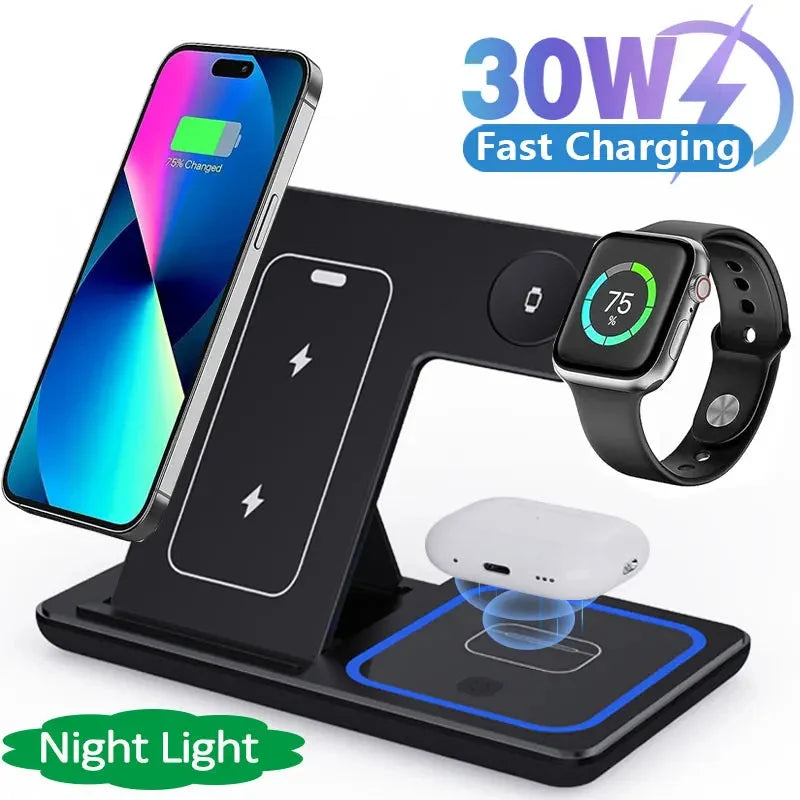 LED 3-in-1 Wireless Charging Station