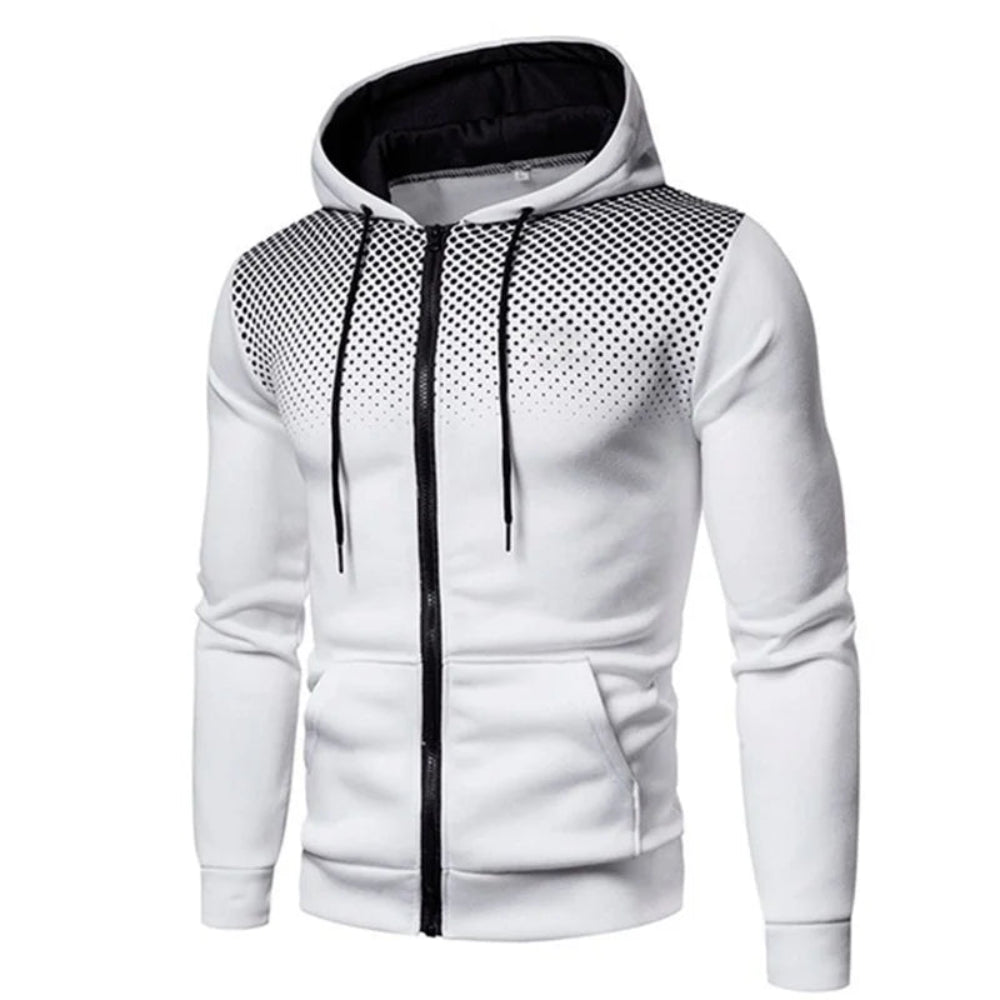 Polka Dot Pocket Zip Hoodie
