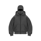 Men's Balaclava Zip Hoodie, Winter Warm Face Mask Hooded Jacket