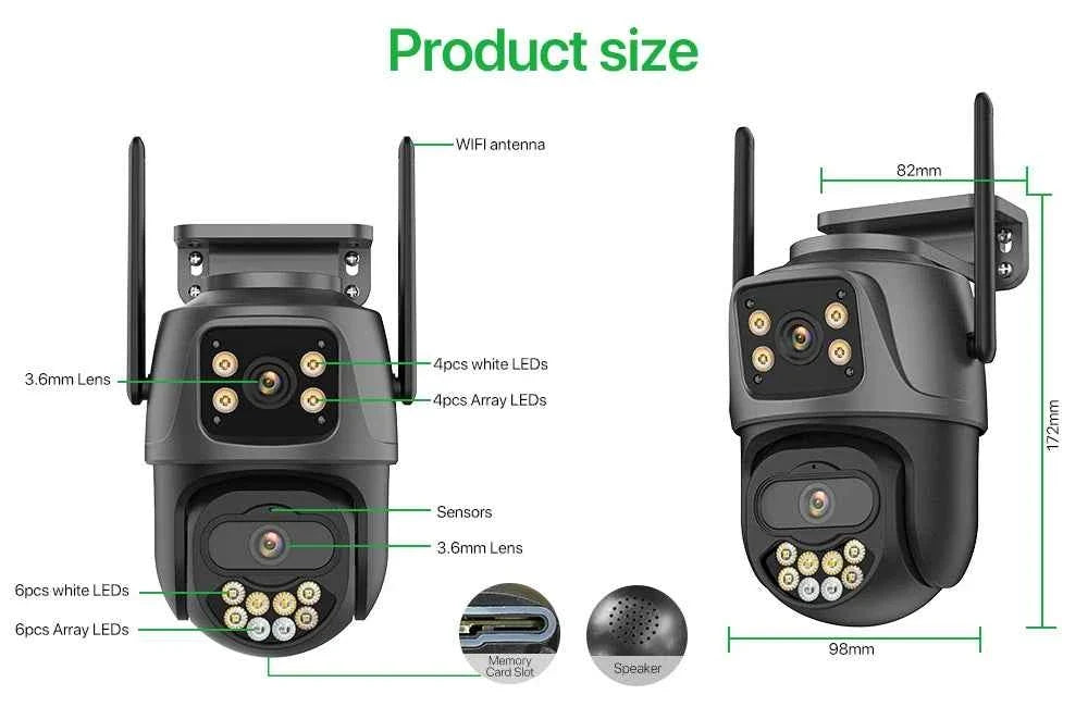 Dual-Lens 4MP 8MP Outdoor PTZ Camera