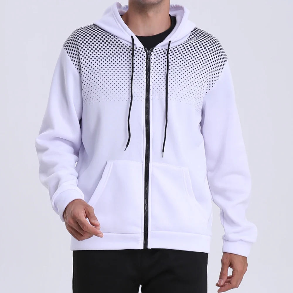 Polka Dot Pocket Zip Hoodie