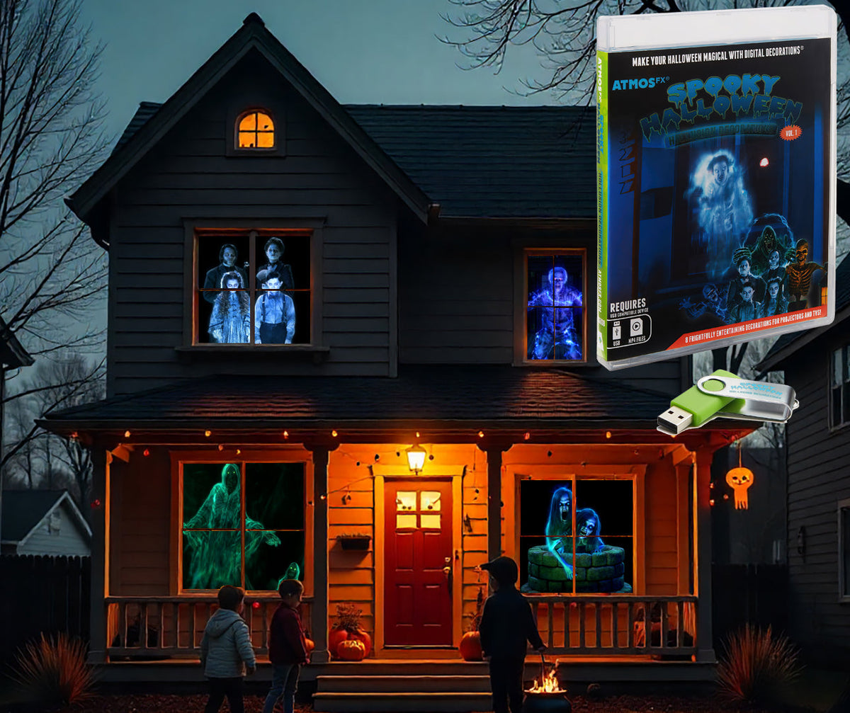 AtmosFX® Spooky Halloween Hollusion Digital Decoration on USB Includes 8 Atmosfx Video Effects for Hallloween