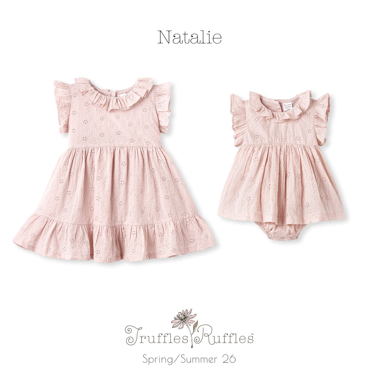 Pink Cotton Eyelet Girls Dress