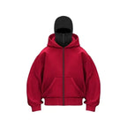 Men's Balaclava Zip Hoodie, Winter Warm Face Mask Hooded Jacket