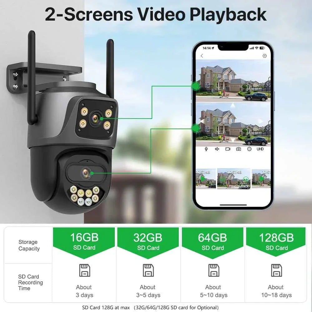 Dual-Lens 4MP 8MP Outdoor PTZ Camera