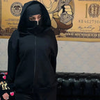 Men's Balaclava Zip Hoodie, Winter Warm Face Mask Hooded Jacket