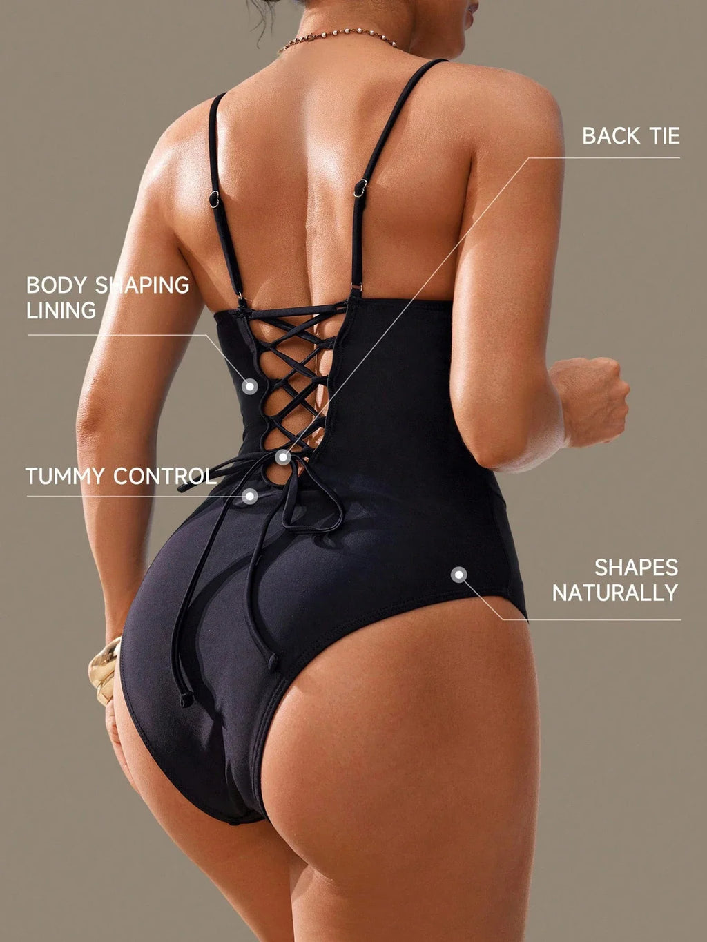 Vintage Red Black V-Wire One-Piece Swimsuit