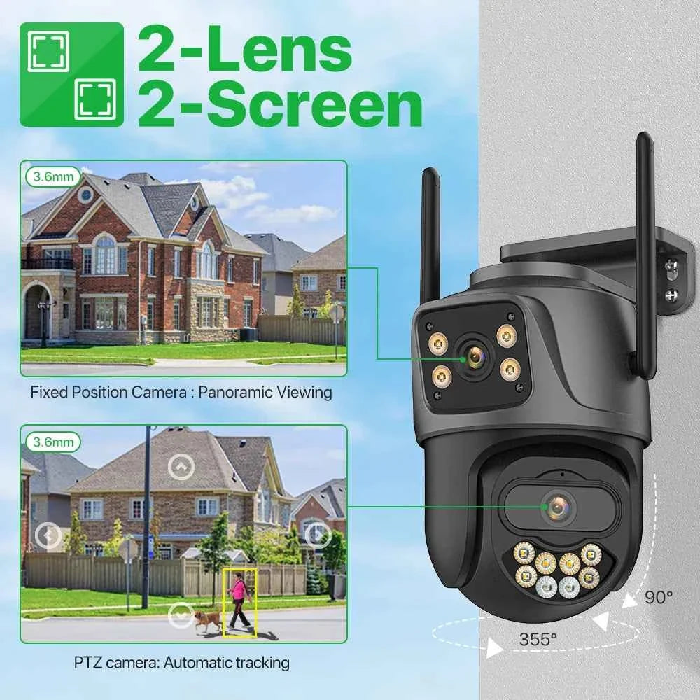 Dual-Lens 4MP 8MP Outdoor PTZ Camera