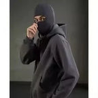 Men's Balaclava Zip Hoodie, Winter Warm Face Mask Hooded Jacket