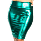 Shiny Metallic High Waist Pencil Skirt