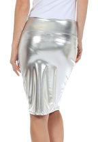 Shiny Metallic High Waist Pencil Skirt