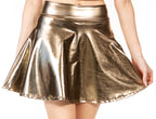 Liquid Metallic Flared Mini Skater Skirt