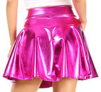 Liquid Metallic Flared Mini Skater Skirt