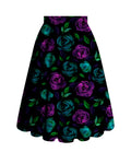 Teal and Purple Rose Swing Skirt