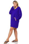Soft Stretch French Terry Dress - Bright Blue