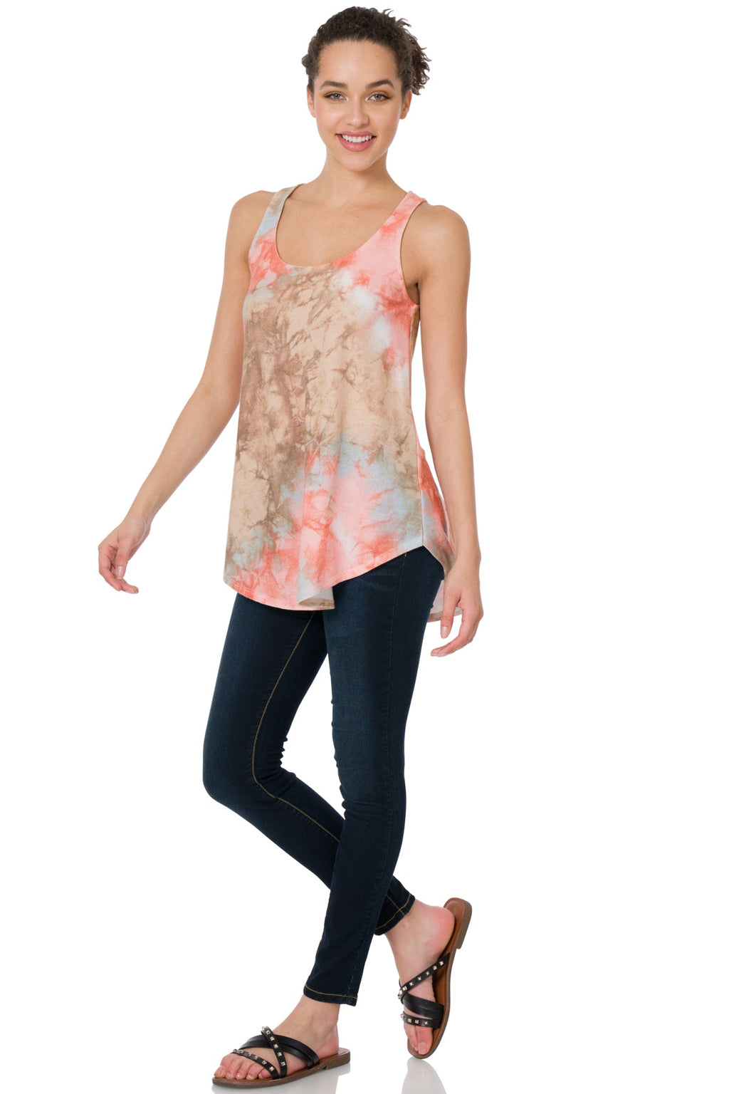 Flowy Tank - Tie Dye (Blue/Peach)