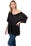 Over Sized V-neck Sweater (Black)