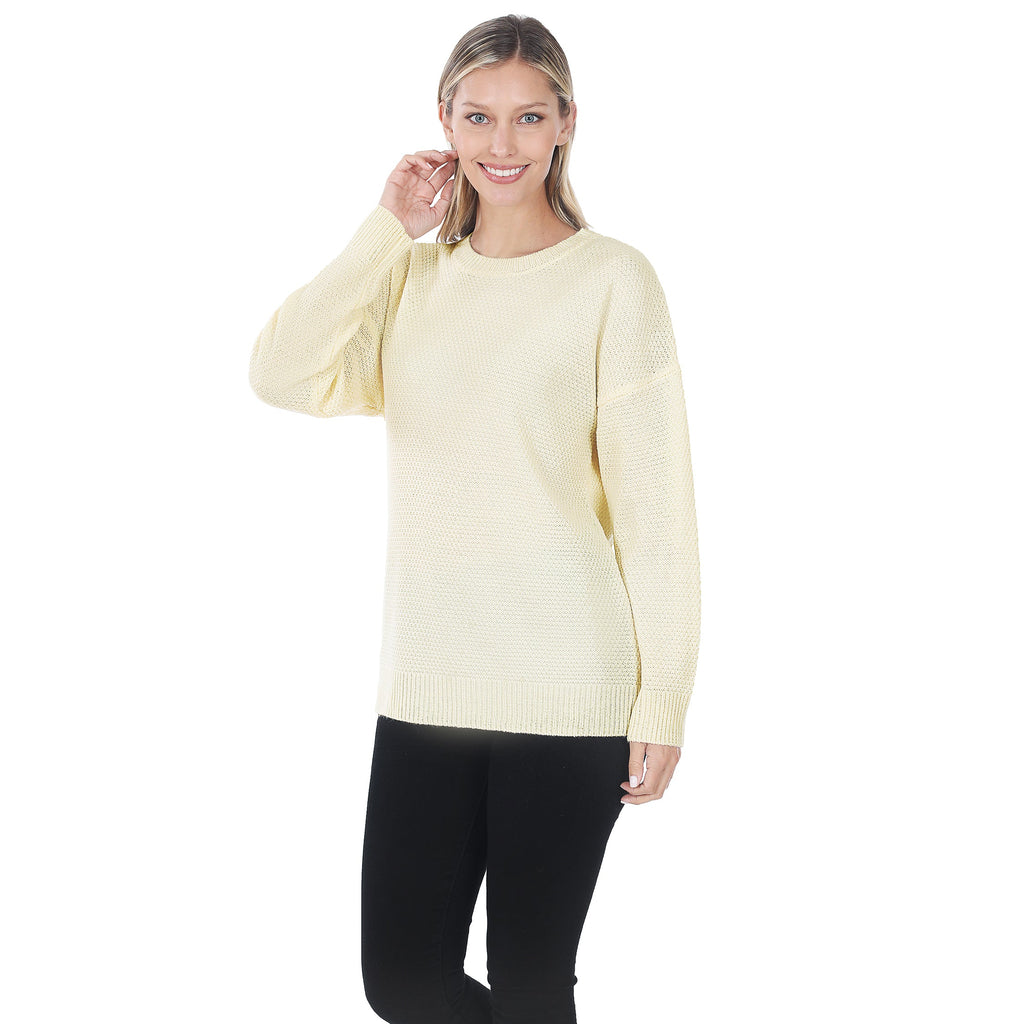 ROUND NECK BASIC SWEATER (CREAM)