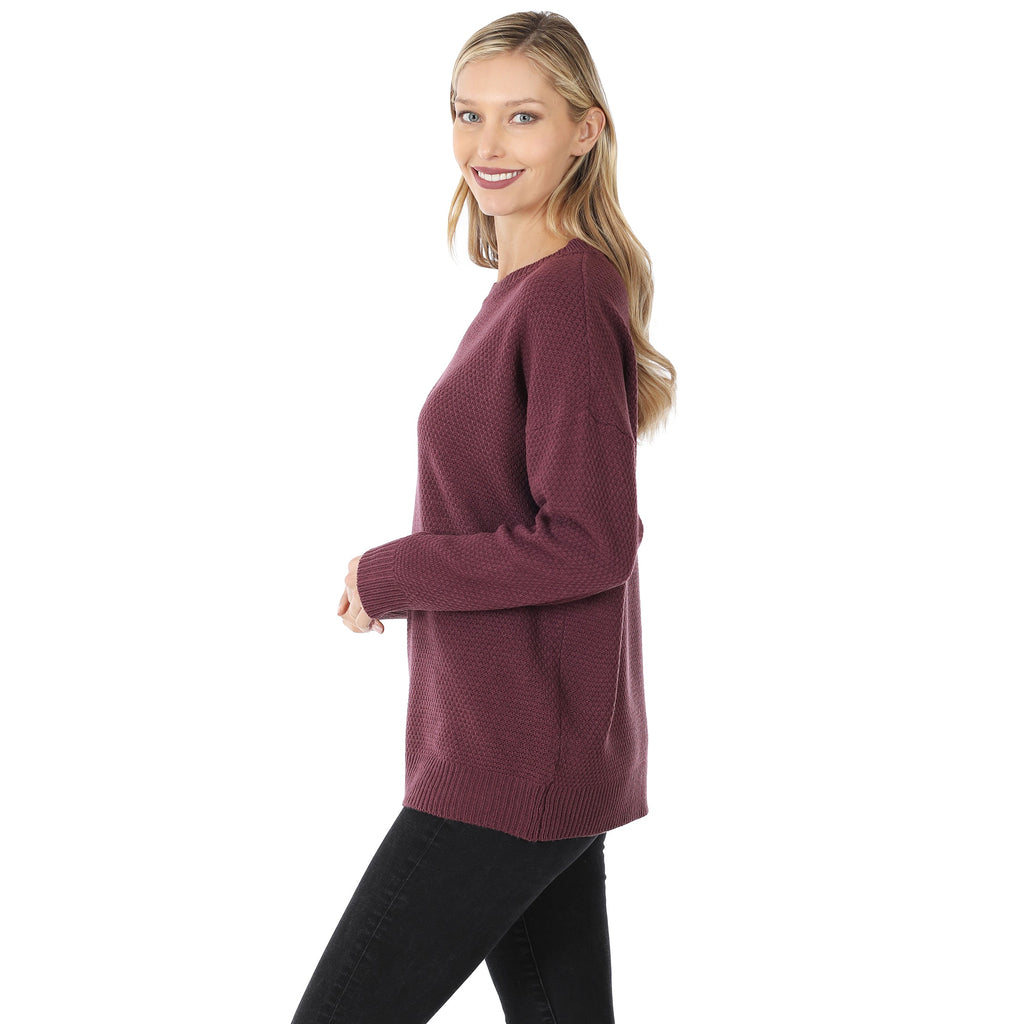 ROUND NECK BASIC SWEATER (EGGPLANT)