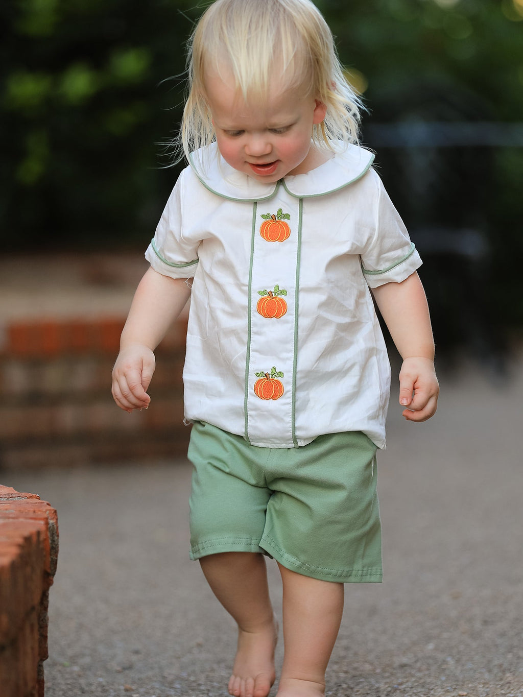 Pumpkin Applique Boys Outfit Set