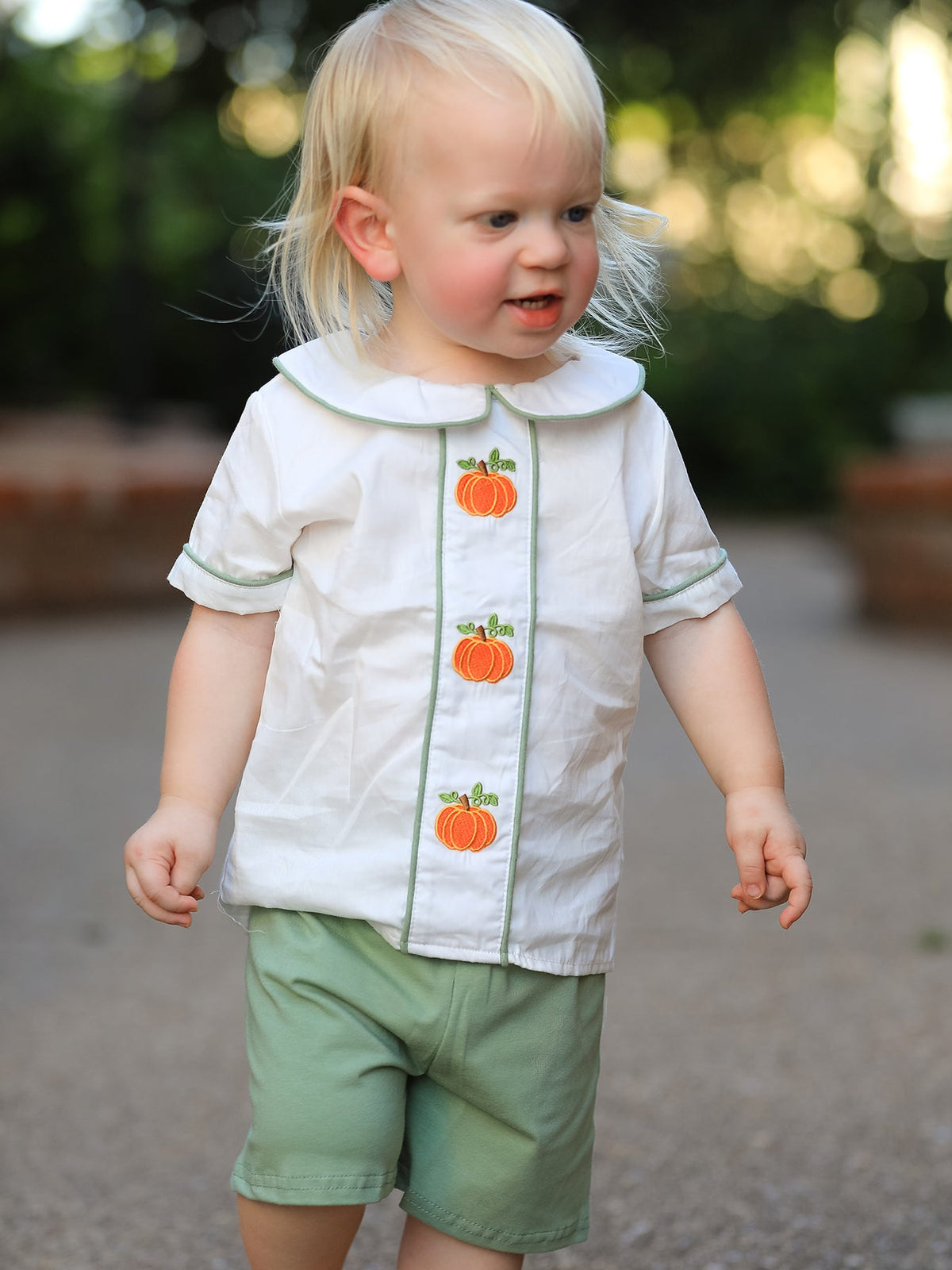 Pumpkin Applique Boys Outfit Set