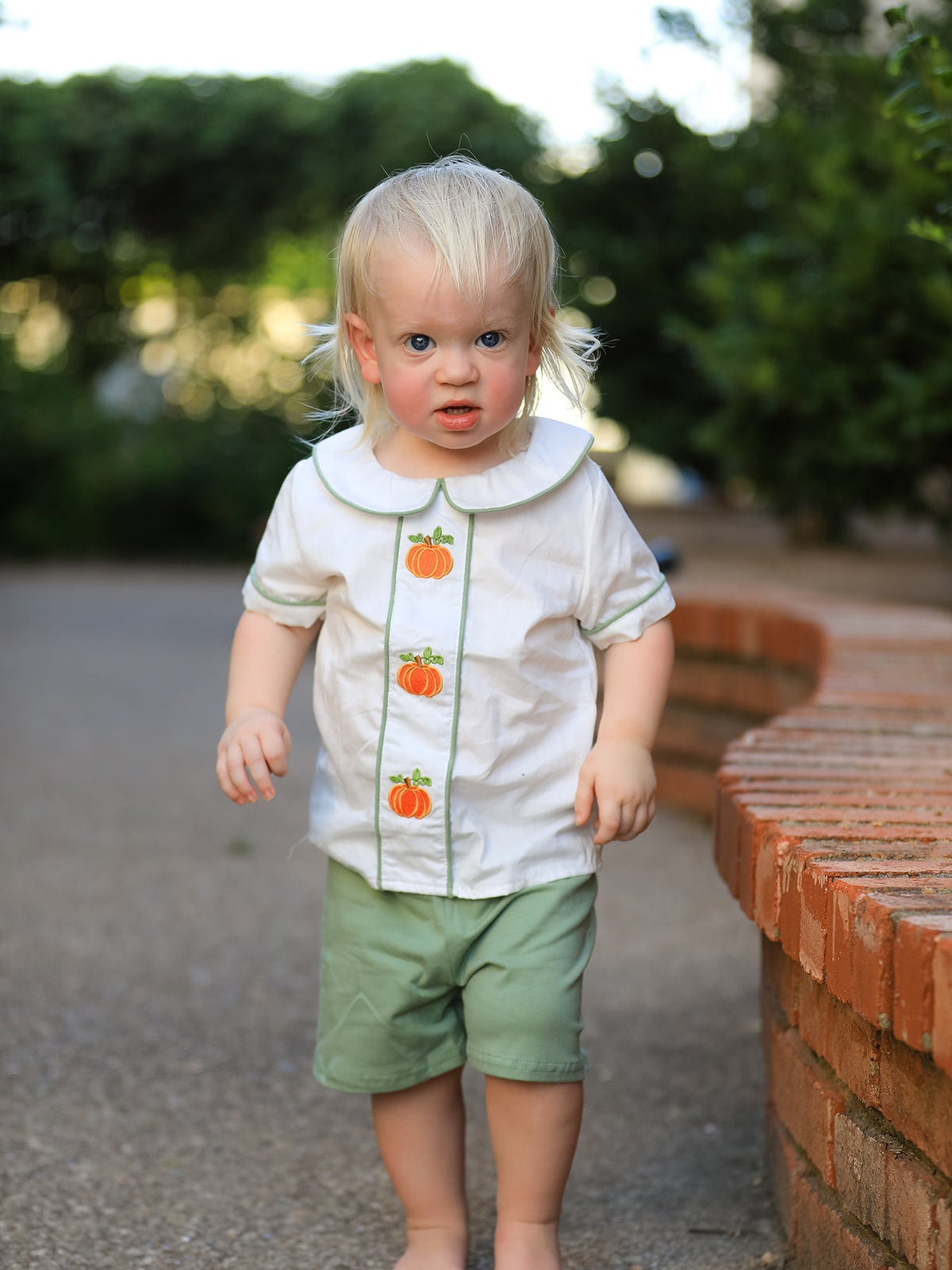 Pumpkin Applique Boys Outfit Set