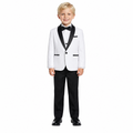 Boys White Black Shawl Collar Tuxedo
