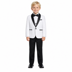 Boys White Black Shawl Collar Tuxedo