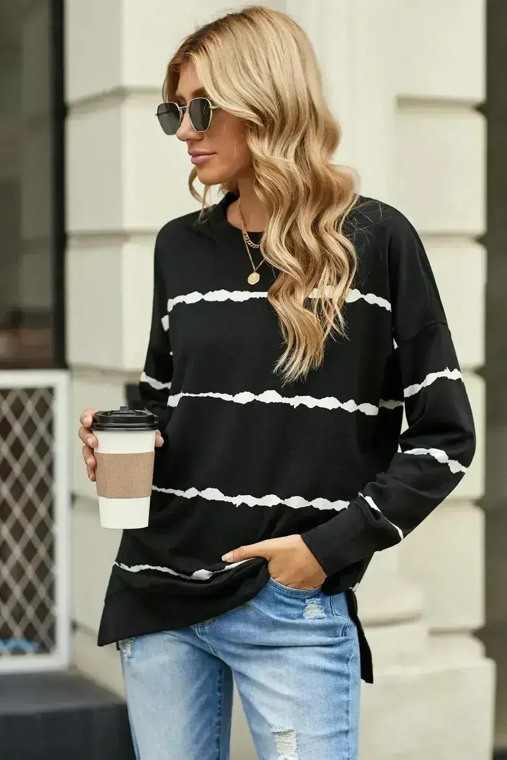 Tie-Dye Striped Black Sweatshirt