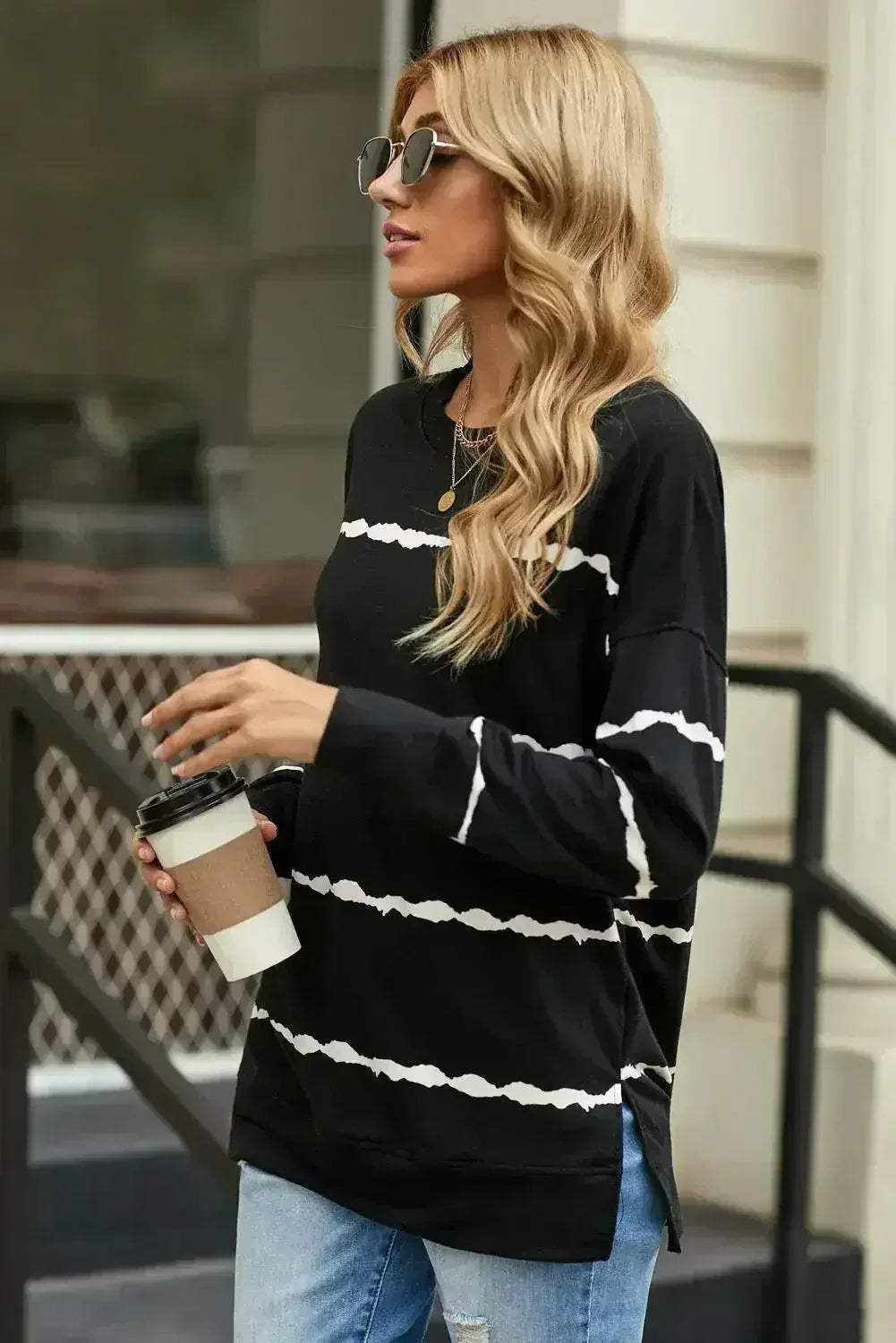 Tie-Dye Striped Black Sweatshirt