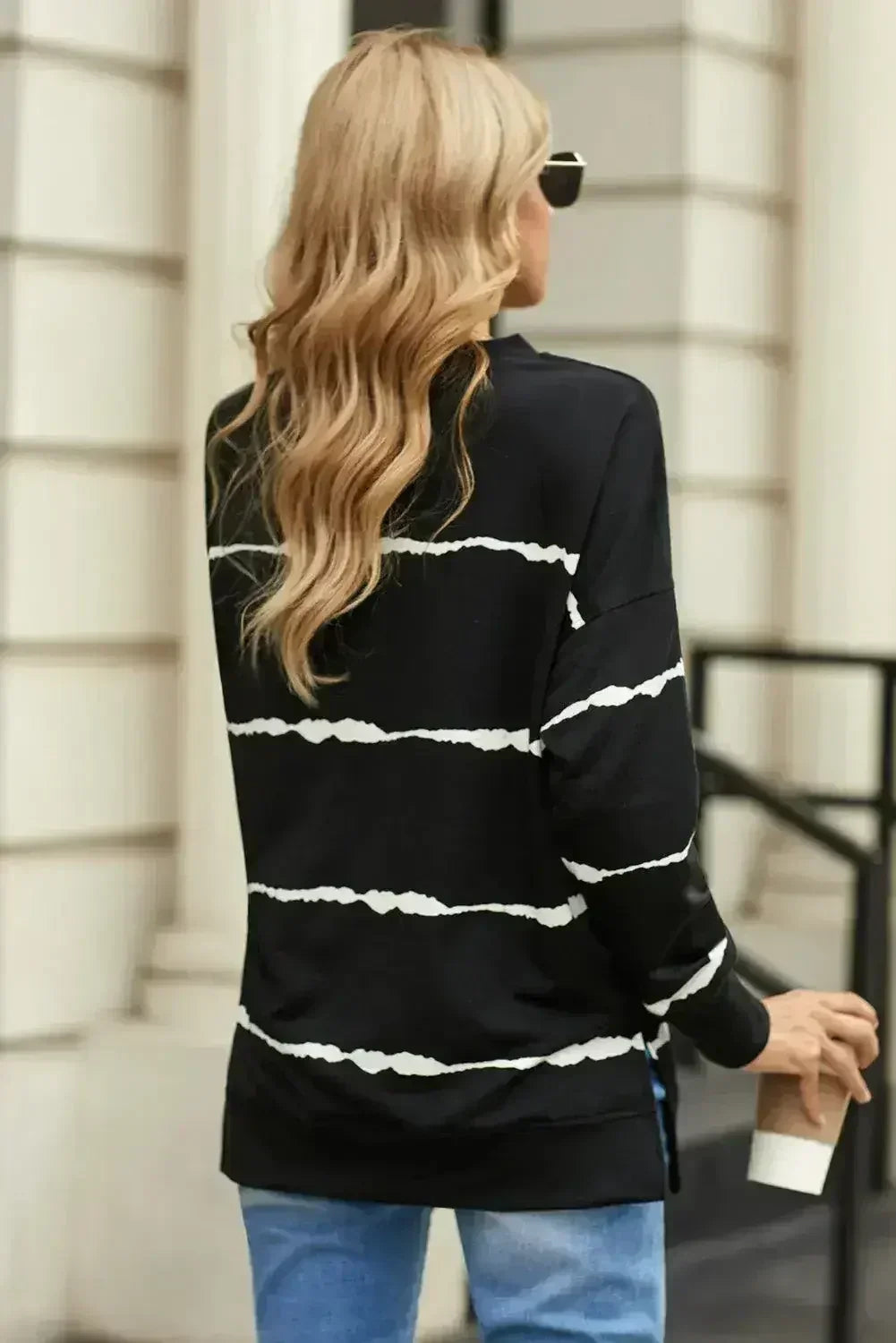 Tie-Dye Striped Black Sweatshirt