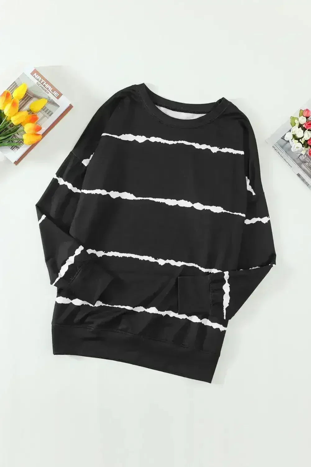 Tie-Dye Striped Black Sweatshirt
