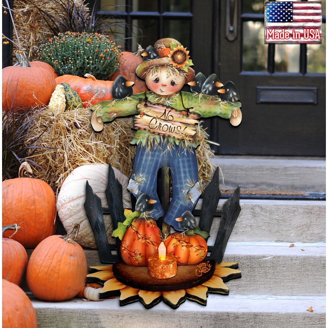 No Crows Scarecrow Halloween Door Decor by Jamie Mills-Price - Thanksgiving Halloween Decor - 8457404H