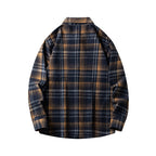 Cross-border Foreign Trade Men's Autumn And Winter New Plaid Plus Size Long-sleeved Shirt Casual Coat Thickened Flannel Shirt Men