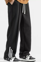 Men's Plus Size Casual Loose Fit Sweatpants with Striped Detail