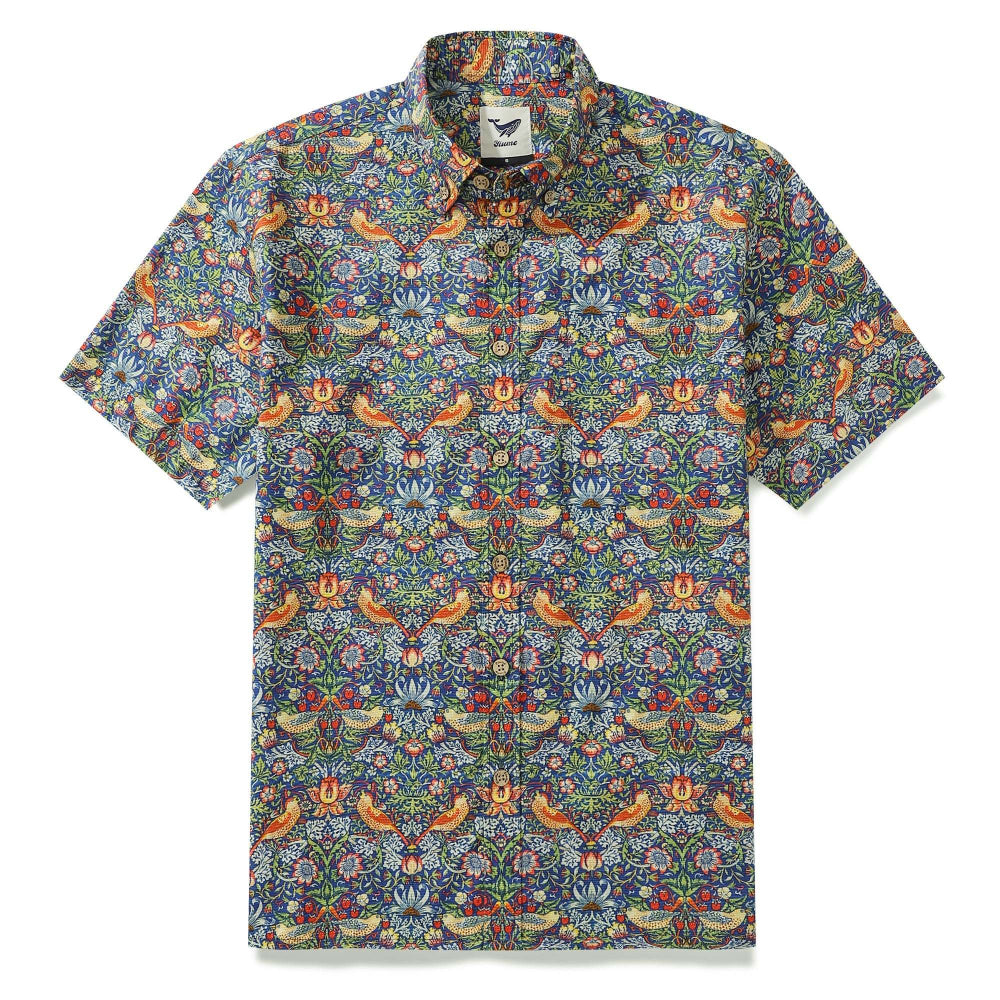 Strawberry Thief Cotton Hawaiian Shirt