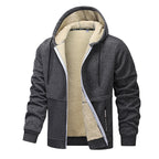 Casual Hoodies For Men Heavyweight Fleece Sweatshirt Winter Thick Sherpa Lined Hooded Zipper Jacket Thick Streetwear Coats