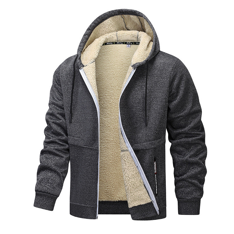 Casual Hoodies For Men Heavyweight Fleece Sweatshirt Winter Thick Sherpa Lined Hooded Zipper Jacket Thick Streetwear Coats