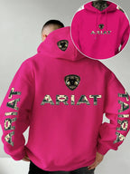 Western Letter Print Pullover Hoodie